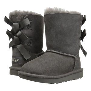 NEW UGG Sizes 10, 11 Kids' Bailey Bow II Water Resistant Shearling Boots - Grey